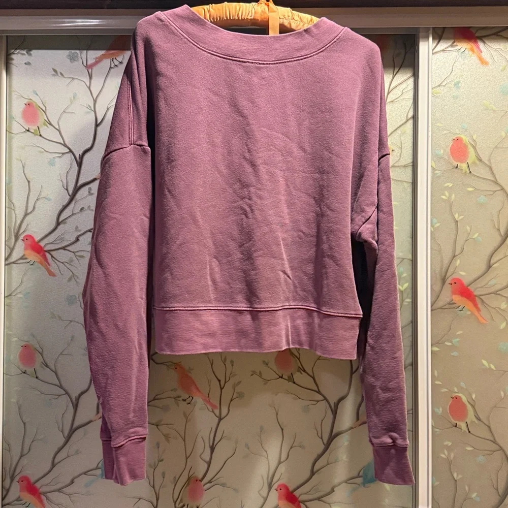 Free People Movement Purple Cropped Sweatshirt - Picture 3 of 4